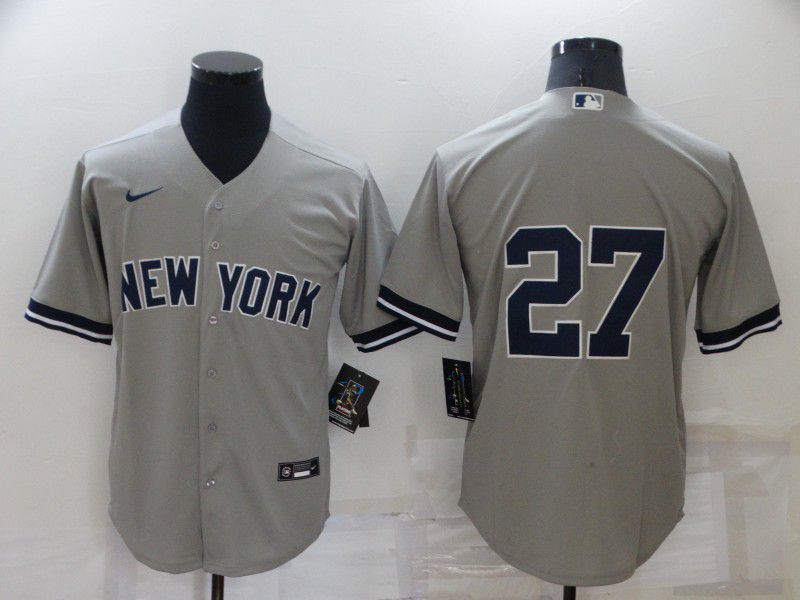 Men New York Yankees 27 No Name Grey Game 2022 Nike MLB Jerseys